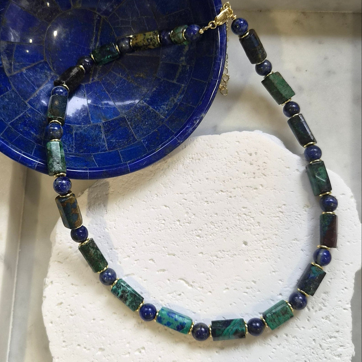 Azura Verde Azurite and Lapis Lazuli Necklace