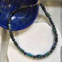 Azura Verde Azurite and Lapis Lazuli Necklace