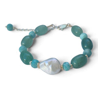 Azzurra Green Aventurine and Amazinite Keshi Pearl Bracelet