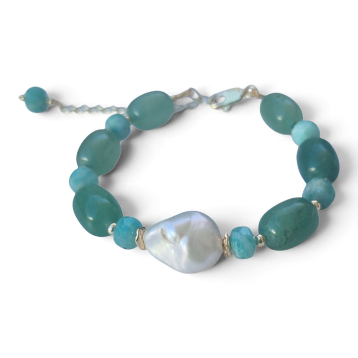 Azzurra Green Aventurine and Amazinite Keshi Pearl Bracelet