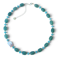 Azzurra Green Aventurine and Amazinite Keshi Pearl Necklace