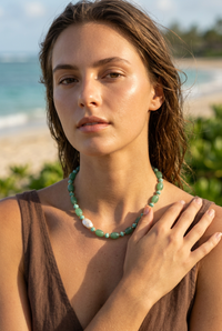 Azzurra Green Aventurine and Amazinite Keshi Pearl Necklace