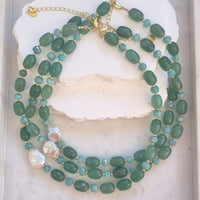 Azzurra Green Aventurine and Amazinite Keshi Pearl Necklace