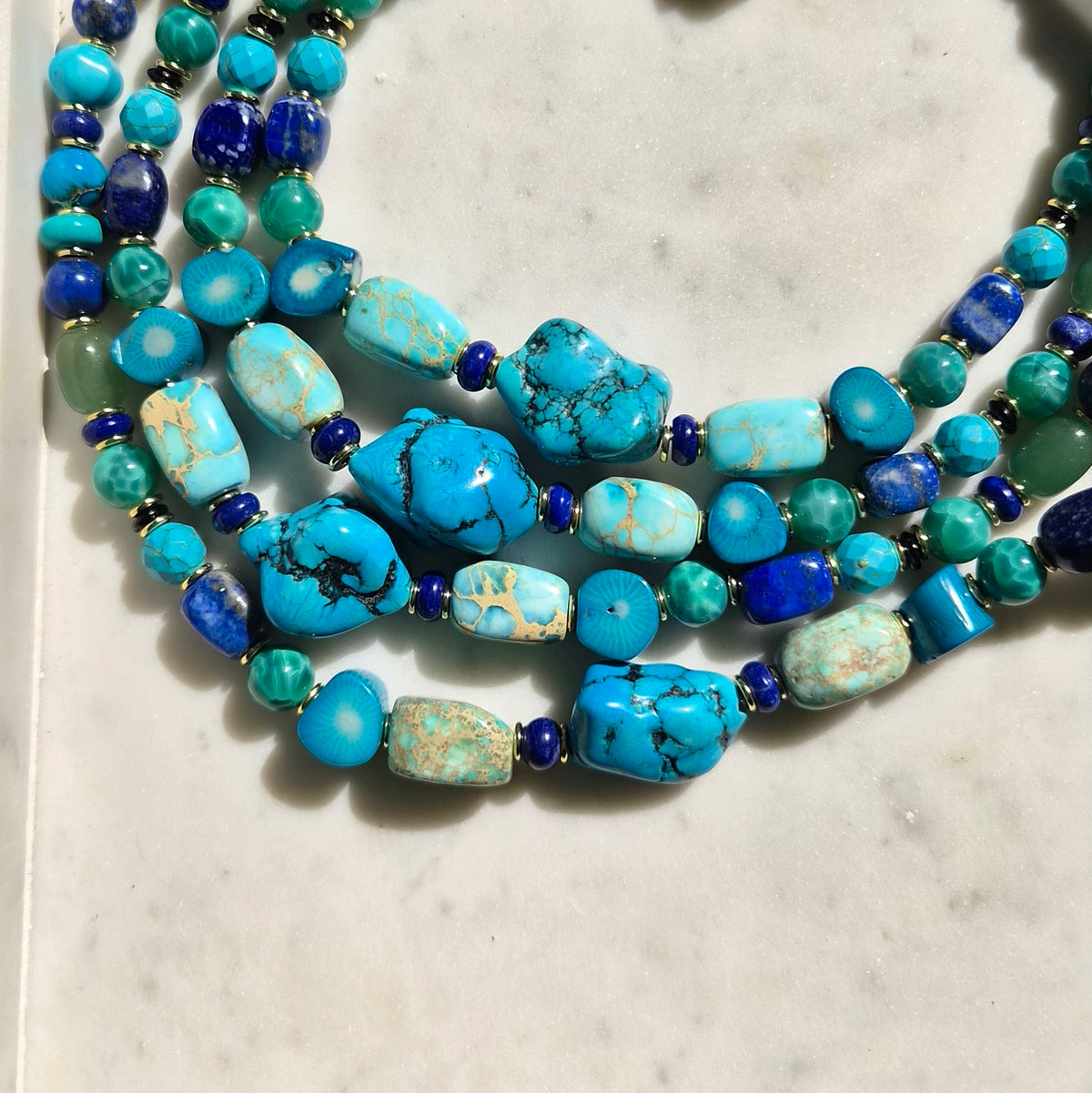 Blue and Green Turquoise and Lapis Lazuli Necklace