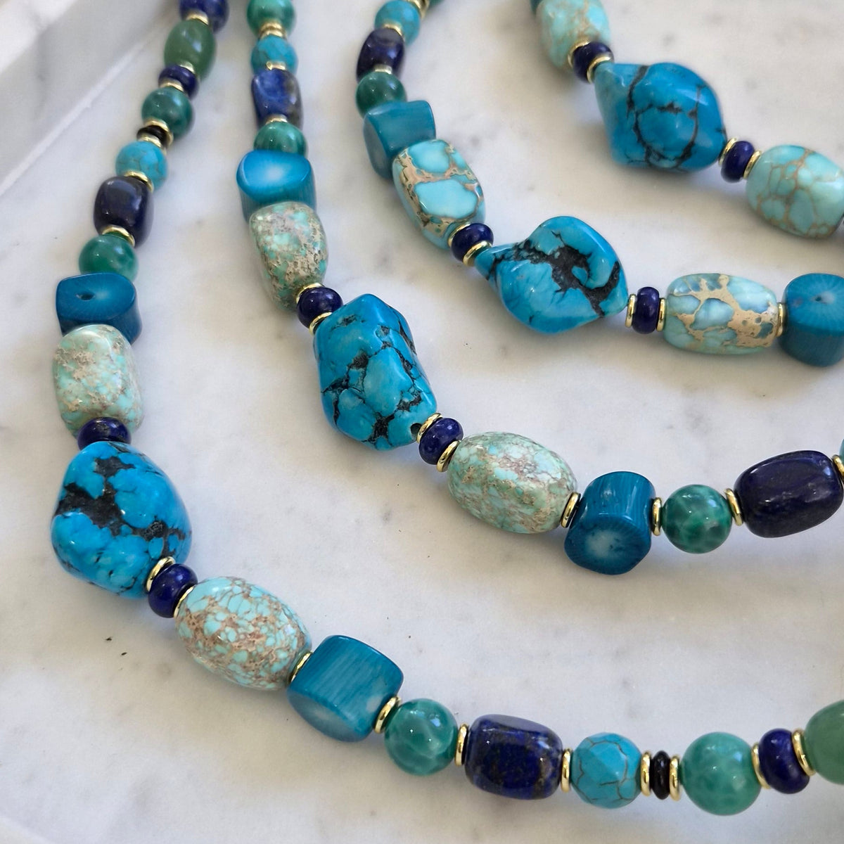 Blue and Green Turquoise and Lapis Lazuli Necklace