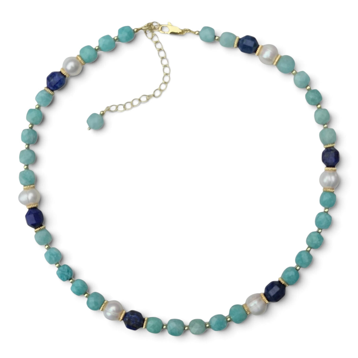 Bodhi Amazinite, Lapis Lazuli and Pearl Necklace