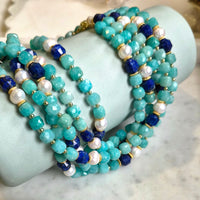 Bodhi Amazinite, Lapis Lazuli and Pearl Necklace