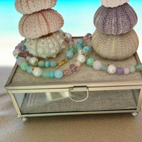 Bridgette Aquamarine, Rose Quartz, Amethyst, Chrysophase and Pearl Bracelet
