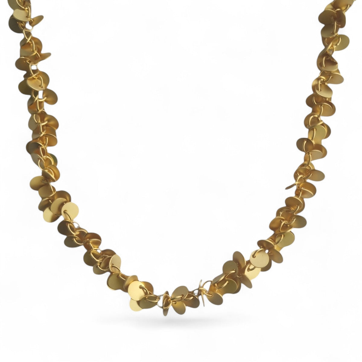 Briella Gold or Platinum Matte Disc Charm Necklace