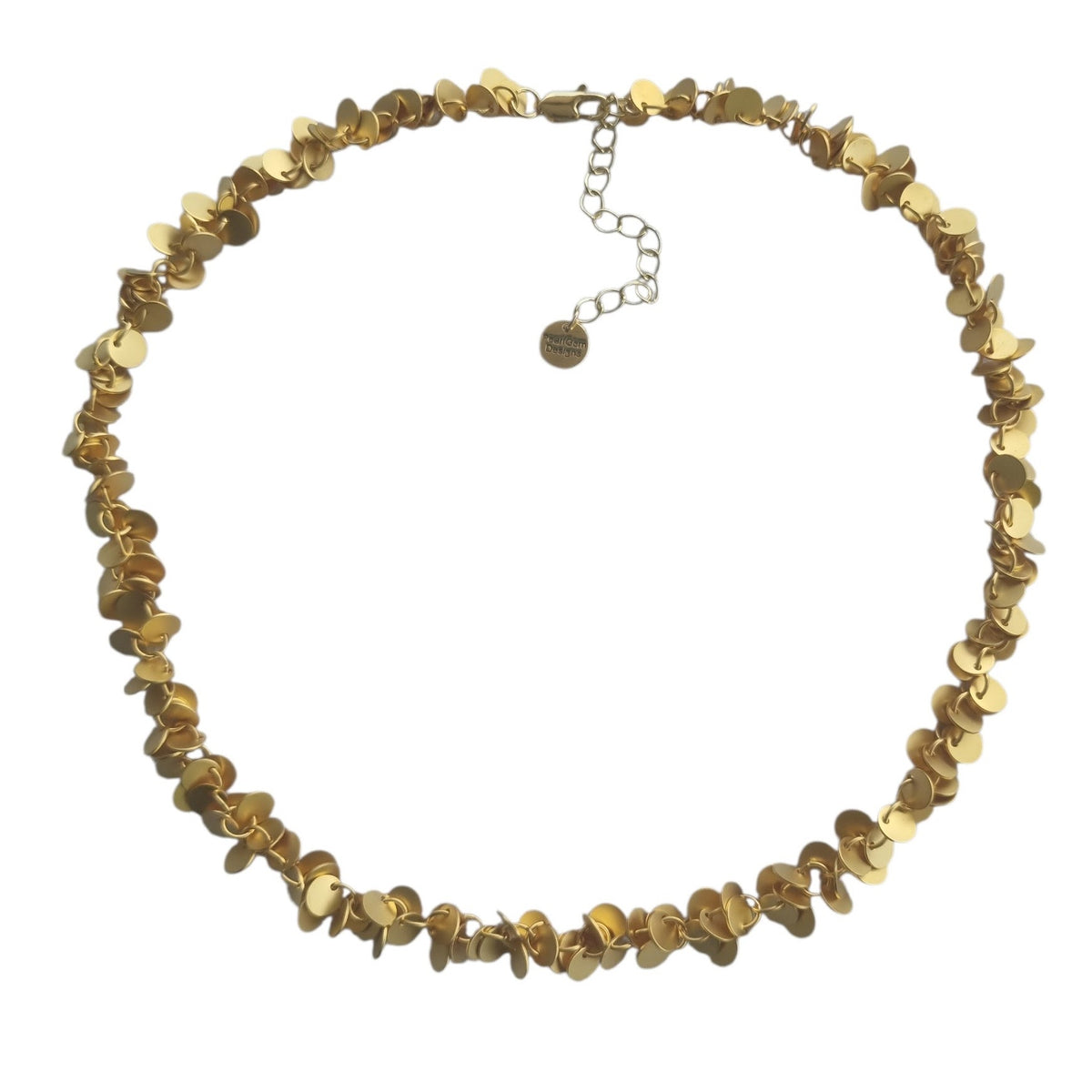 Briella Gold or Platinum Matte Disc Charm Necklace