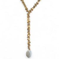 Briella Gold or Platinum Matte Disc Charm Lariat Necklace