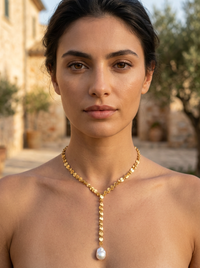 Briella Gold or Platinum Matte Disc Charm Lariat Necklace