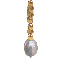 Briella Gold or Platinum Matte Disc Charm Lariat Necklace