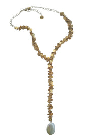 Briella Gold or Platinum Matte Disc Charm Lariat Necklace