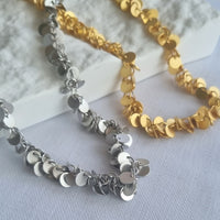 Briella Gold or Platinum Matte Disc Charm Necklace