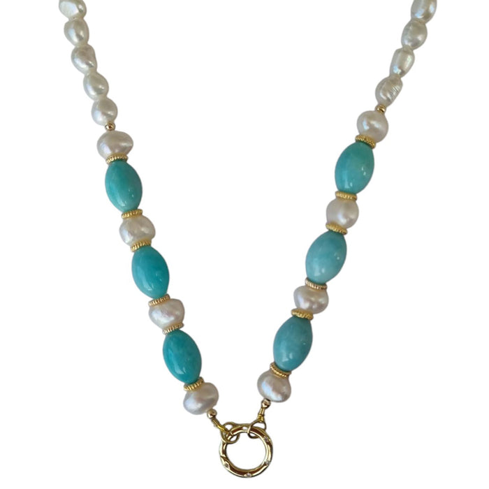 Brielle Pearl and Amazonite Necklace