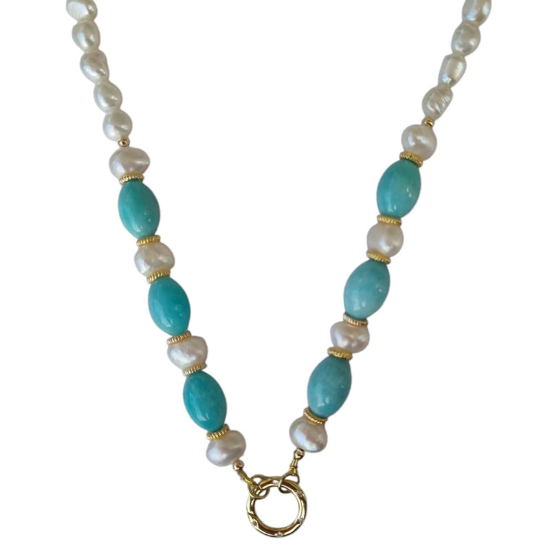 Brielle Pearl and Gemstone Necklace Available in 7 gemstones