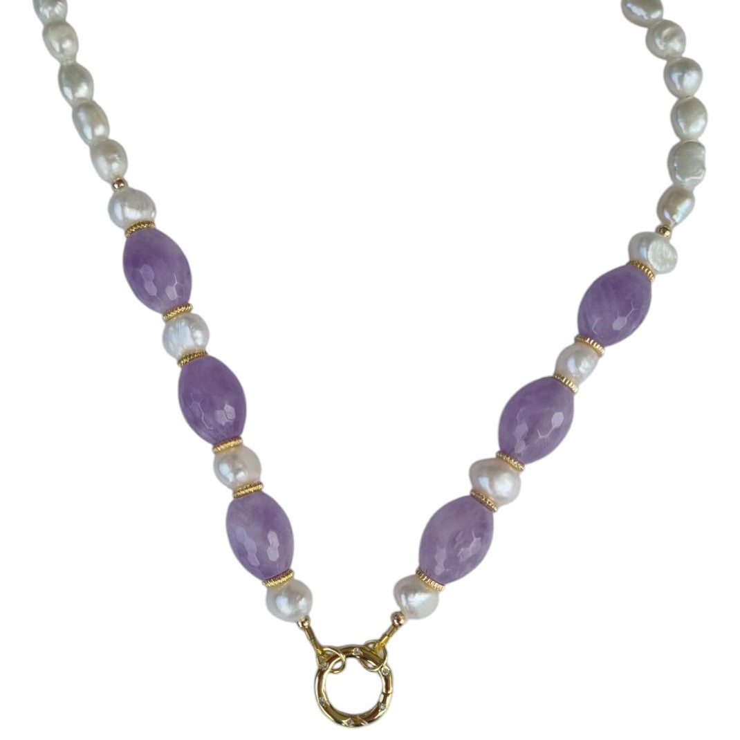 Brielle Pearl and Gemstone Necklace Available in 7 gemstones