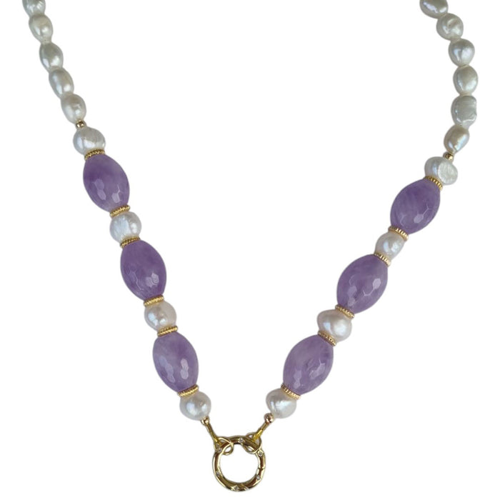 Brielle Pearl and Lavender Amethyst Necklace