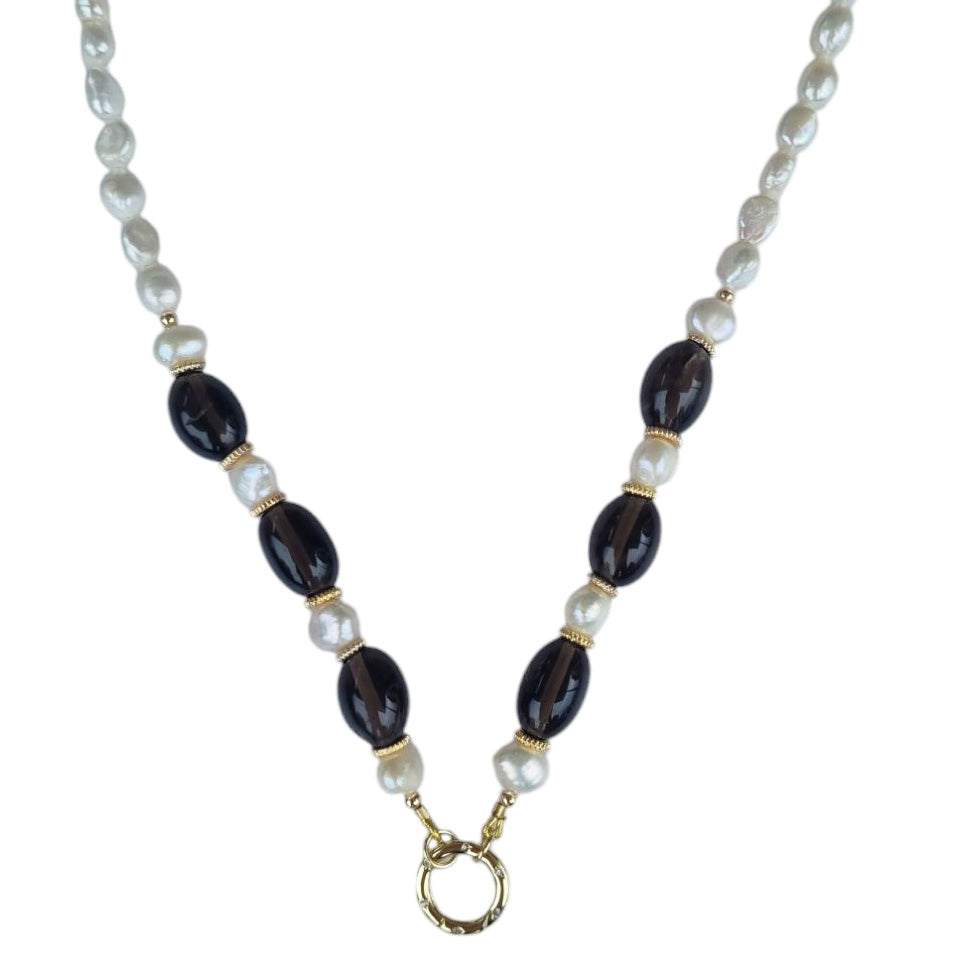 Brielle Pearl and Gemstone Necklace Available in 7 gemstones