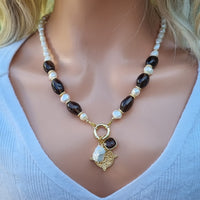 Brielle Pearl and Gemstone Necklace Available in 7 gemstones