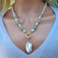 Brielle Pearl and Gemstone Necklace Available in 7 gemstones