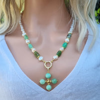 Brielle Pearl and Gemstone Necklace Available in 7 gemstones