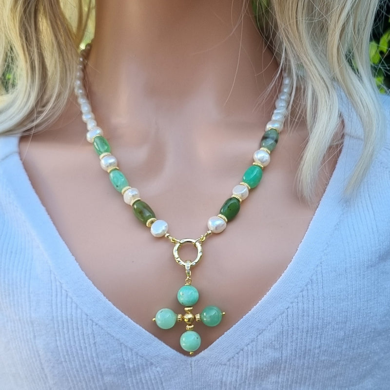 Brielle Pearl and Gemstone Necklace Available in 7 gemstones