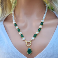 Brielle Pearl and Gemstone Necklace Available in 7 gemstones