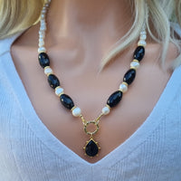 Brielle Pearl and Gemstone Necklace Available in 7 gemstones