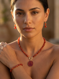 Calista Carnelian and Red Aventurine Earrings necklace and bracelet