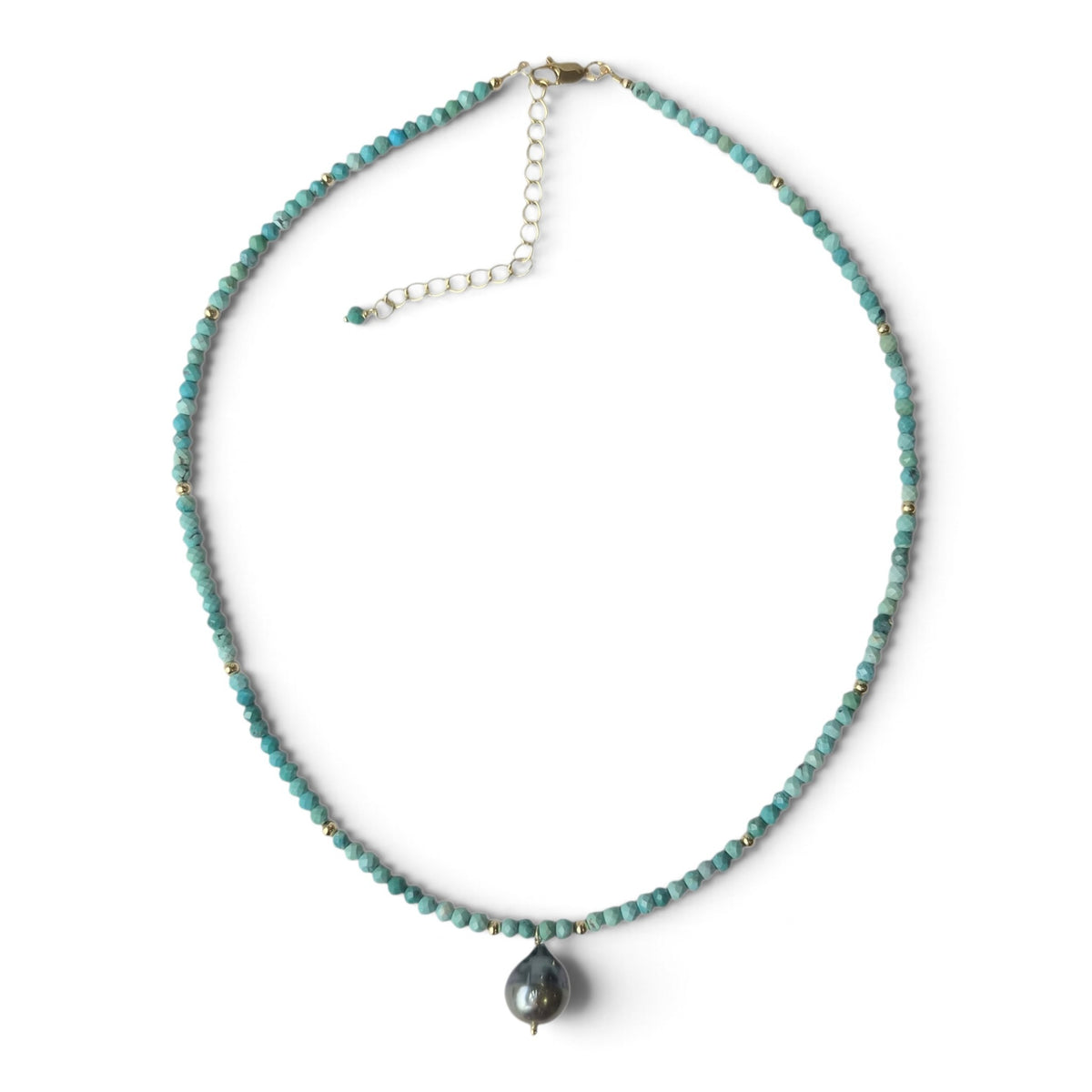 Calythra Tahitian Pearl Pendant Turquoise Necklace