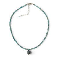 Calythra Tahitian Pearl Pendant Turquoise Necklace