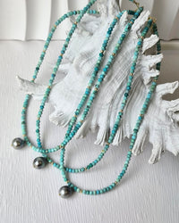 Calythra Tahitian Pearl Pendant Turquoise Necklace