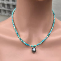Calythra Tahitian Pearl Pendant Turquoise Necklace