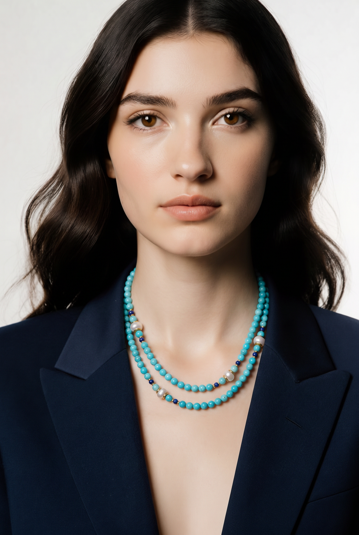 Camille Turquoise, Lapis Lazuli and Pearl Long Necklace