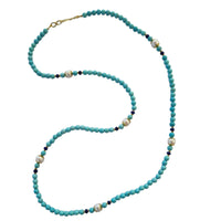 Camille Turquoise, Lapis Lazuli and Pearl Long Necklace
