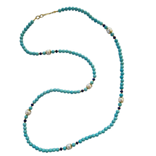 Camille Turquoise, Lapis Lazuli and Pearl Long Necklace