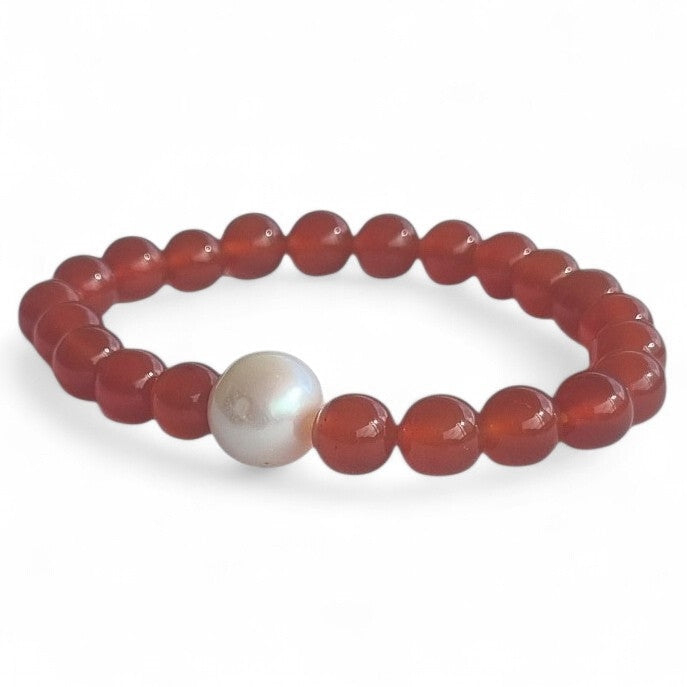 Carnelian and Freshwater Pearl Bracelet
