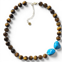 Catalina Tiger Eye and Turquoise Necklace