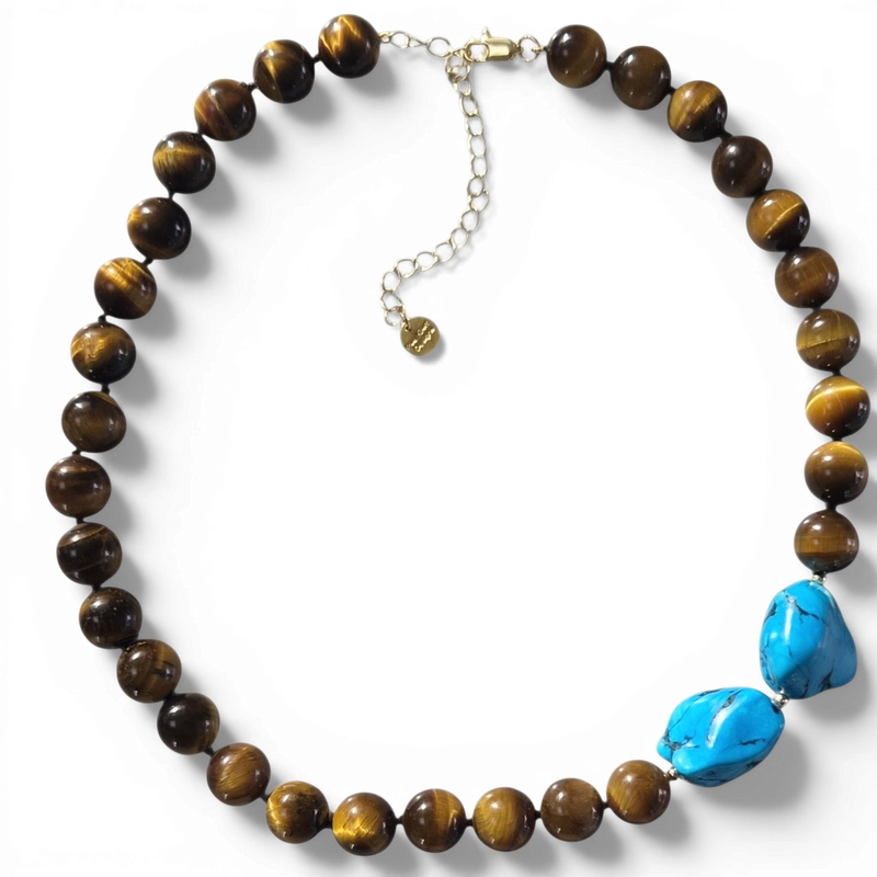 Catalina Tiger Eye and Turquoise Necklace