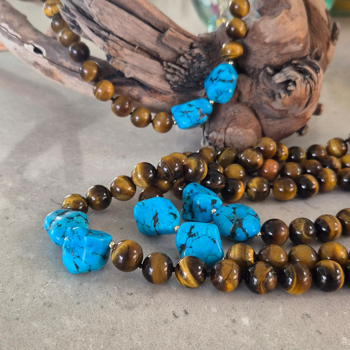 Catalina Tiger Eye and Turquoise Necklace