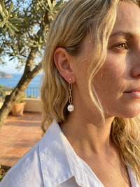 Charlene Paperclip Chain Freshwater Pearl Stud Earrings
