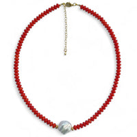 Coastal Freshwater Pearl Necklace Orange Coral