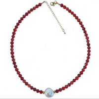 Coastal Freshwater Pearl Necklace Red Sponge Coral
