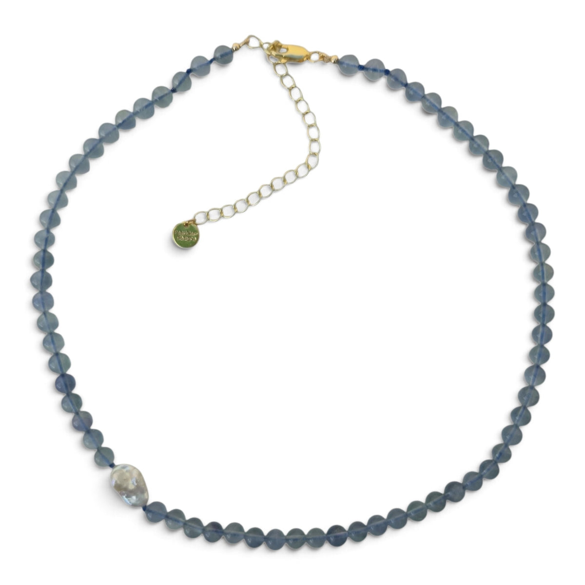 Cordelia Blue Fluorite and Keshi pearl necklace