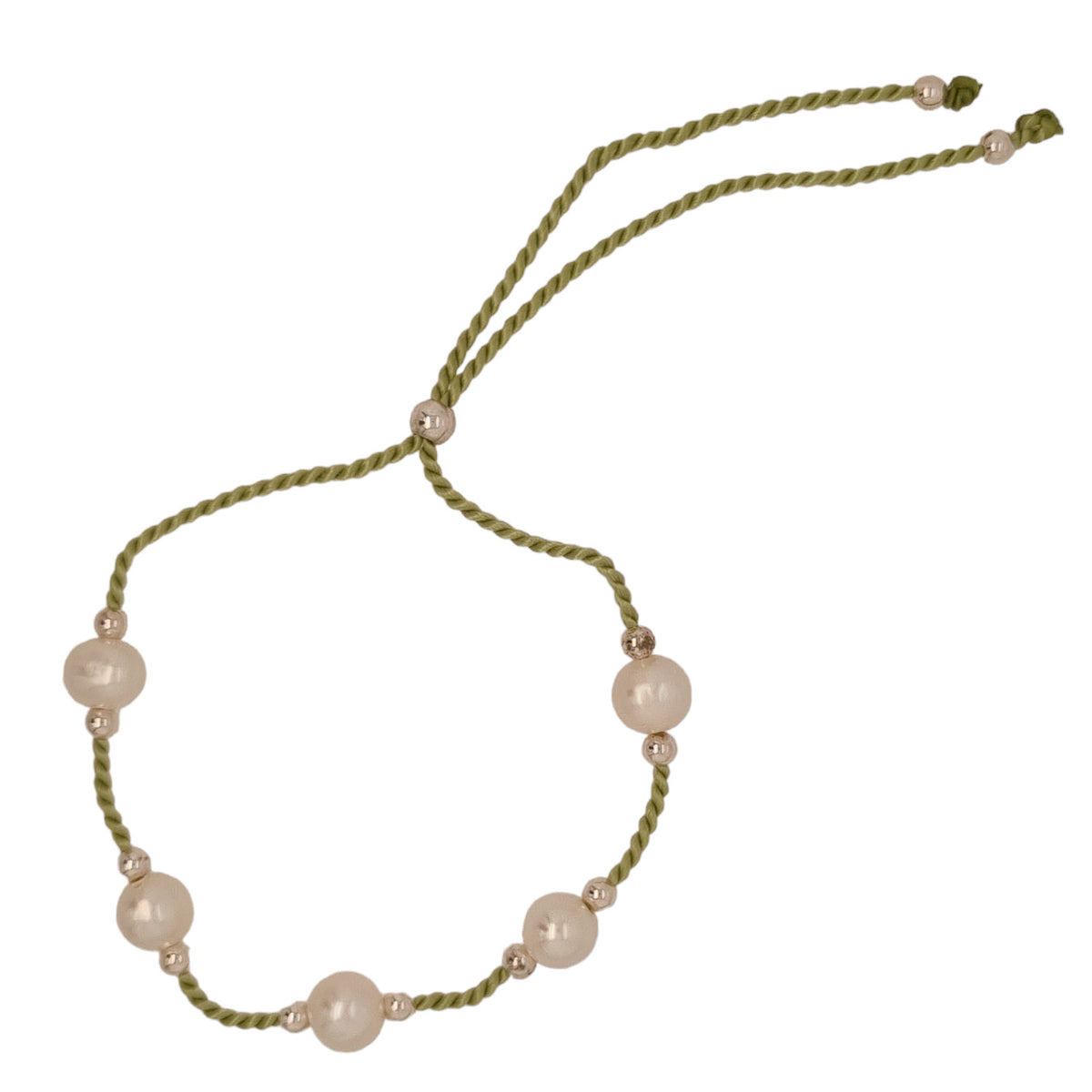 Dena Freshwater Pearl and Silk adjustable bracelet