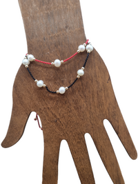 Dena Freshwater Pearl and Silk adjustable bracelet