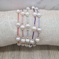 Dena Freshwater Pearl and Silk adjustable bracelet