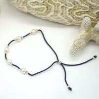 Dena Freshwater Pearl and Silk adjustable bracelet